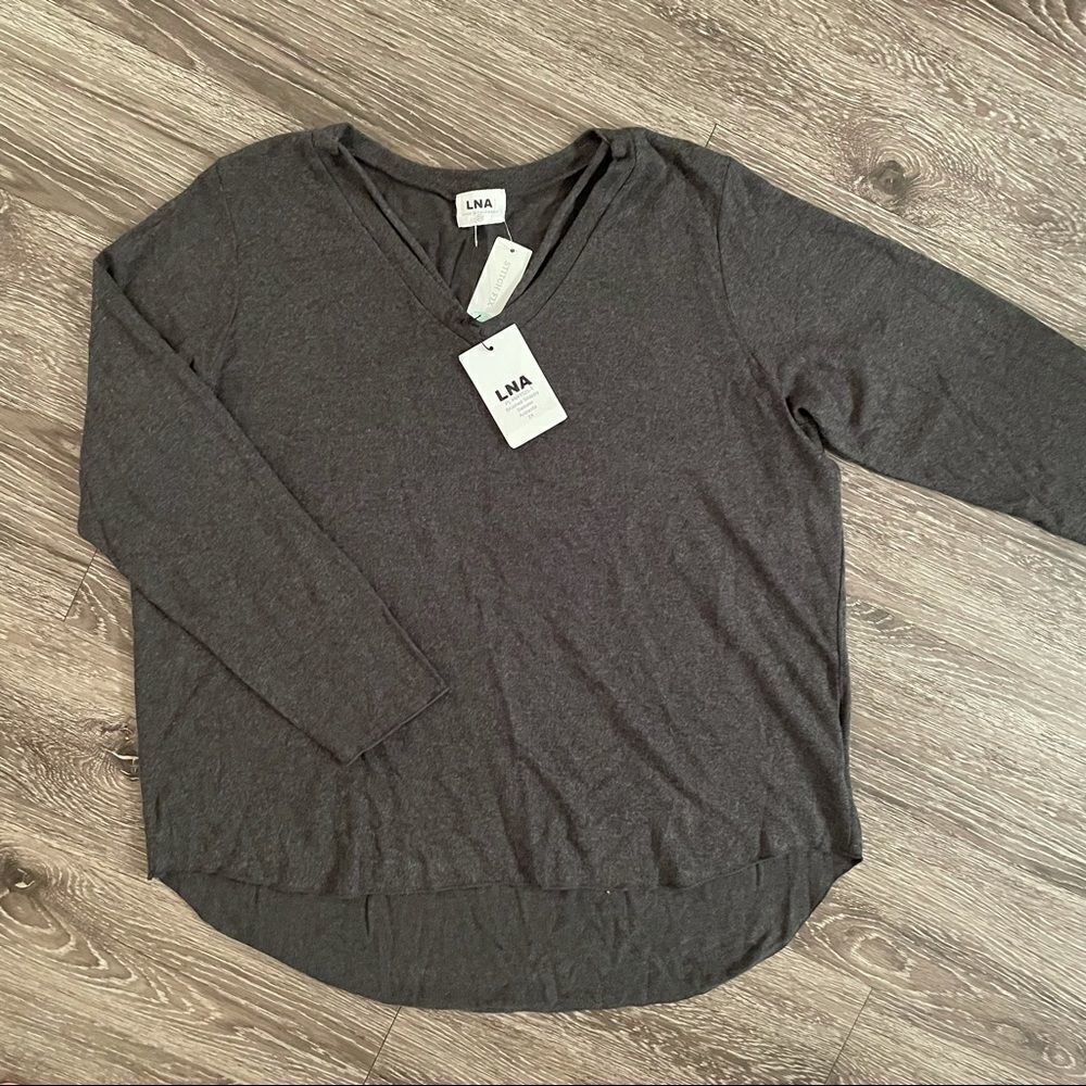 LNA brushed strappy sweater antracita